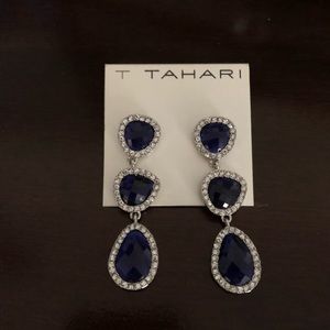 Faux sapphire/diamond earrings